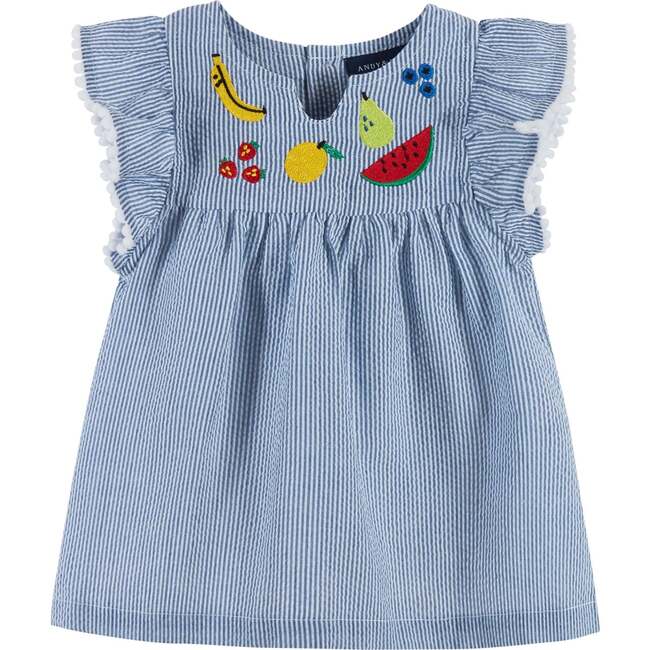 Seersucker Dress, Blue - Dresses - 2
