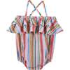 Baby Girls Lurex Stripe Romper, Pink - Rompers - 2