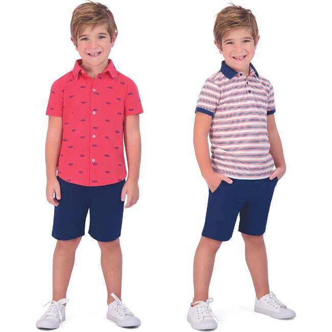 Boys 3-Piece Buttondown Set, Red - Mixed Apparel Set - 2