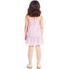 Girls Pink Lurex Stripe Dress, White - Dresses - 3