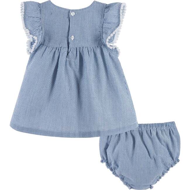 Seersucker Dress, Blue - Dresses - 5