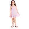 Girls Pink Lurex Stripe Dress, White - Dresses - 5