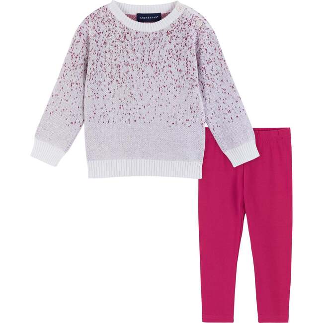 Baby Pink Girls Ombre Sweater Set, Pink