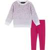 Baby Pink Girls Ombre Sweater Set, Pink - Mixed Apparel Set - 1 - thumbnail