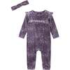 Baby Girls Star Speckled Romper, Purple - Rompers - 1 - thumbnail