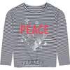 Girls Peace Tee, Navy - T-Shirts - 1 - thumbnail