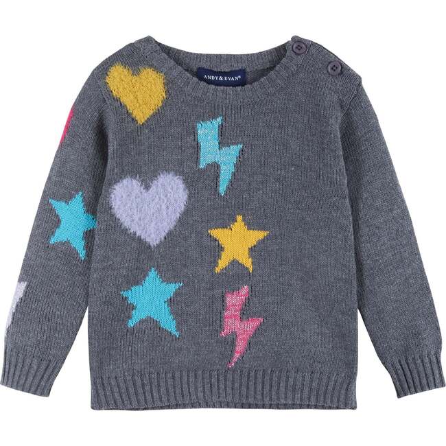 Baby Girls Star, Heart, & Lightning Bolt Sweater Set, Grey - Mixed Apparel Set - 3