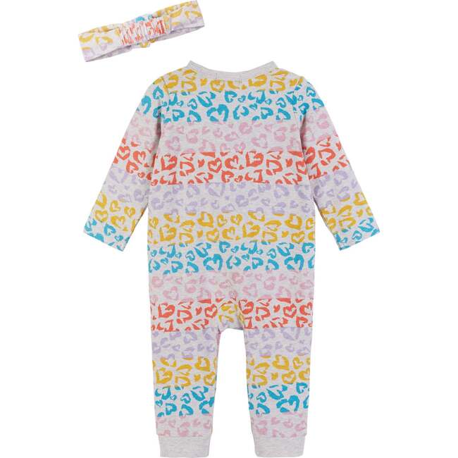 Baby Girls Colorful Heart Romper with Headband, Beige - Rompers - 2