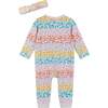 Baby Girls Colorful Heart Romper with Headband, Beige - Rompers - 2