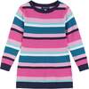Girls Pink/Navy Striped Knit Dress, Navy - Dresses - 1 - thumbnail