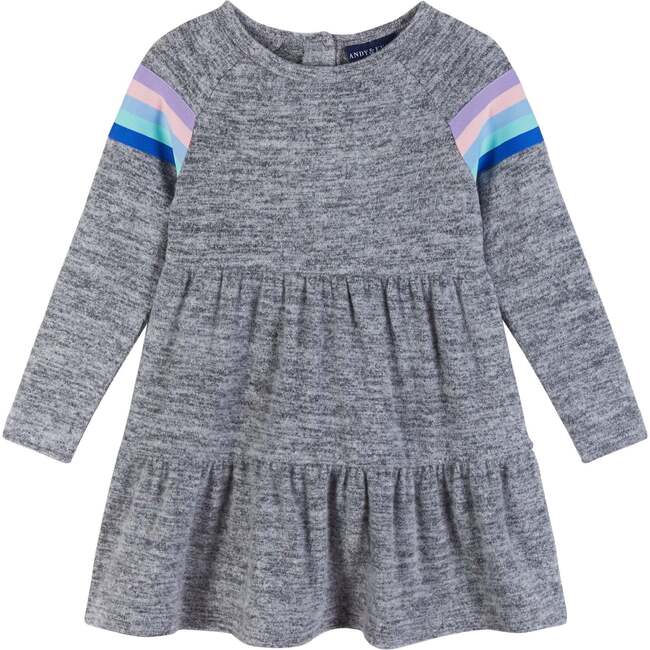 Girls Charcoal Tiered Dress, Grey