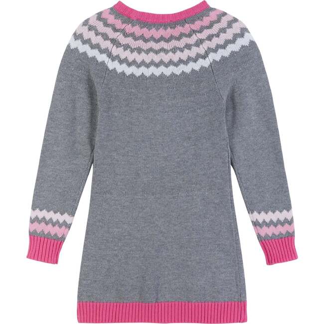 Girls Pink & Grey Fair Isle Sweater Dress, Grey