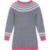 Girls Pink & Grey Fair Isle Sweater Dress, Grey - Dresses - 2