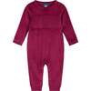 Baby Girls Red Velvet Romper with Bow Headband, Red - Rompers - 3 - thumbnail