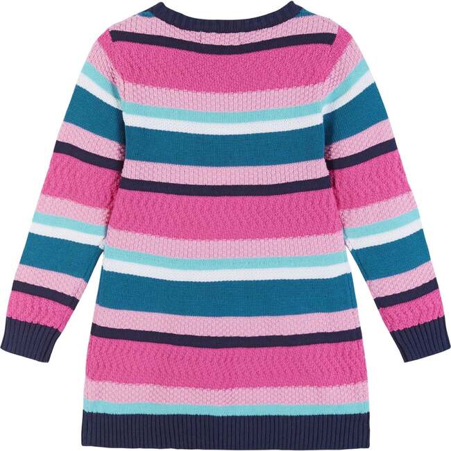 Girls Pink/Navy Striped Knit Dress, Navy - Dresses - 2