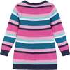 Girls Pink/Navy Striped Knit Dress, Navy - Dresses - 2
