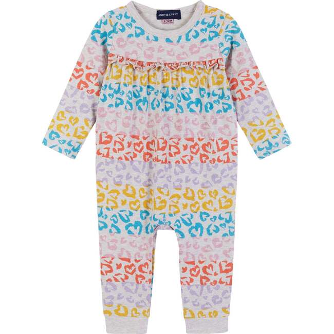 Baby Girls Colorful Heart Romper with Headband, Beige - Rompers - 3