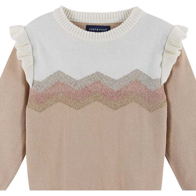 Girls Lurex Chevron Sweater Set, Cream - Mixed Apparel Set - 4