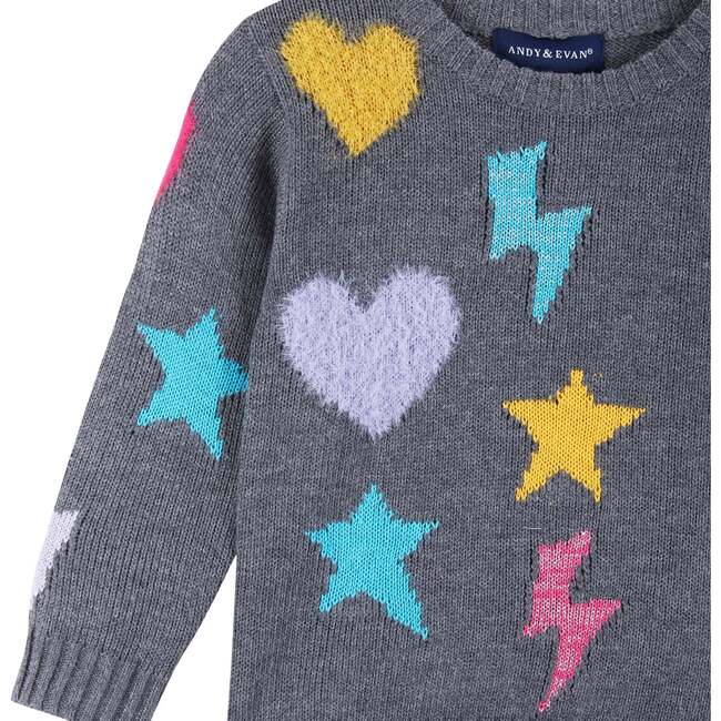Baby Girls Star, Heart, & Lightning Bolt Sweater Set, Grey - Mixed Apparel Set - 4