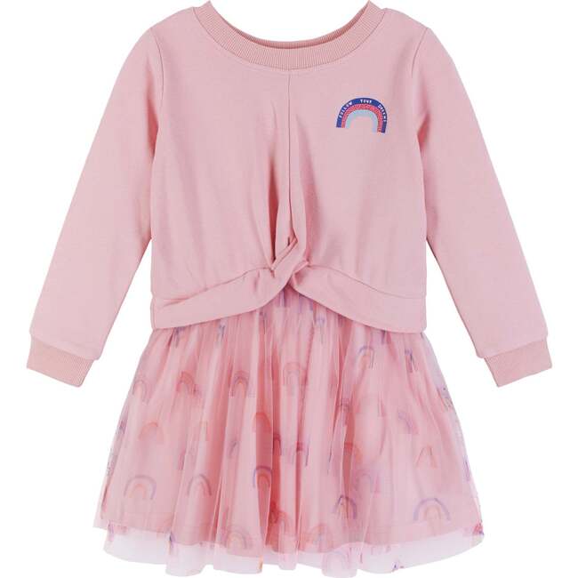 Girls Follow Your Dreams Sweatshirt Dress, Pink - Dresses - 1
