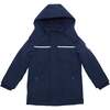 Boys Navy Reflective Hooded Parka, Navy - Coats - 1 - thumbnail