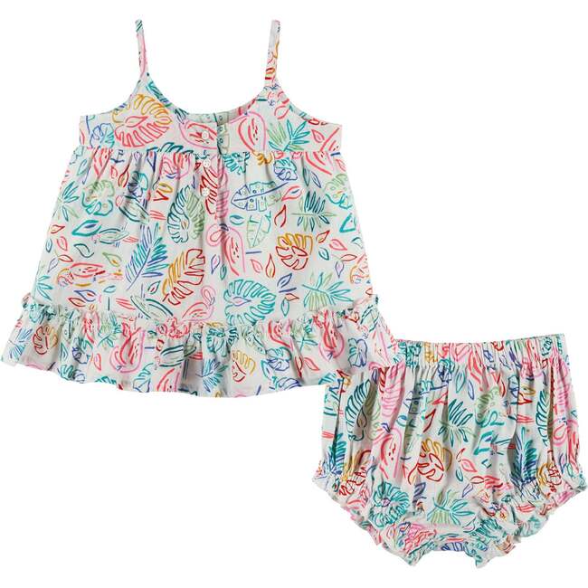 Baby Girls Tropical Ruffle Dress Set, Pink