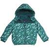 Boys Geo Camo Sherpa Shoulder Puffer Coat, Green - Coats - 1 - thumbnail