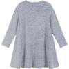 Girls Hacci Flip Sequin Heart Dress, Grey - Dresses - 2