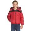 Boys Red Sherpa Shoulder Puffer Coat, Red - Coats - 2