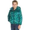 Boys Geo Camo Sherpa Shoulder Puffer Coat, Green - Coats - 2