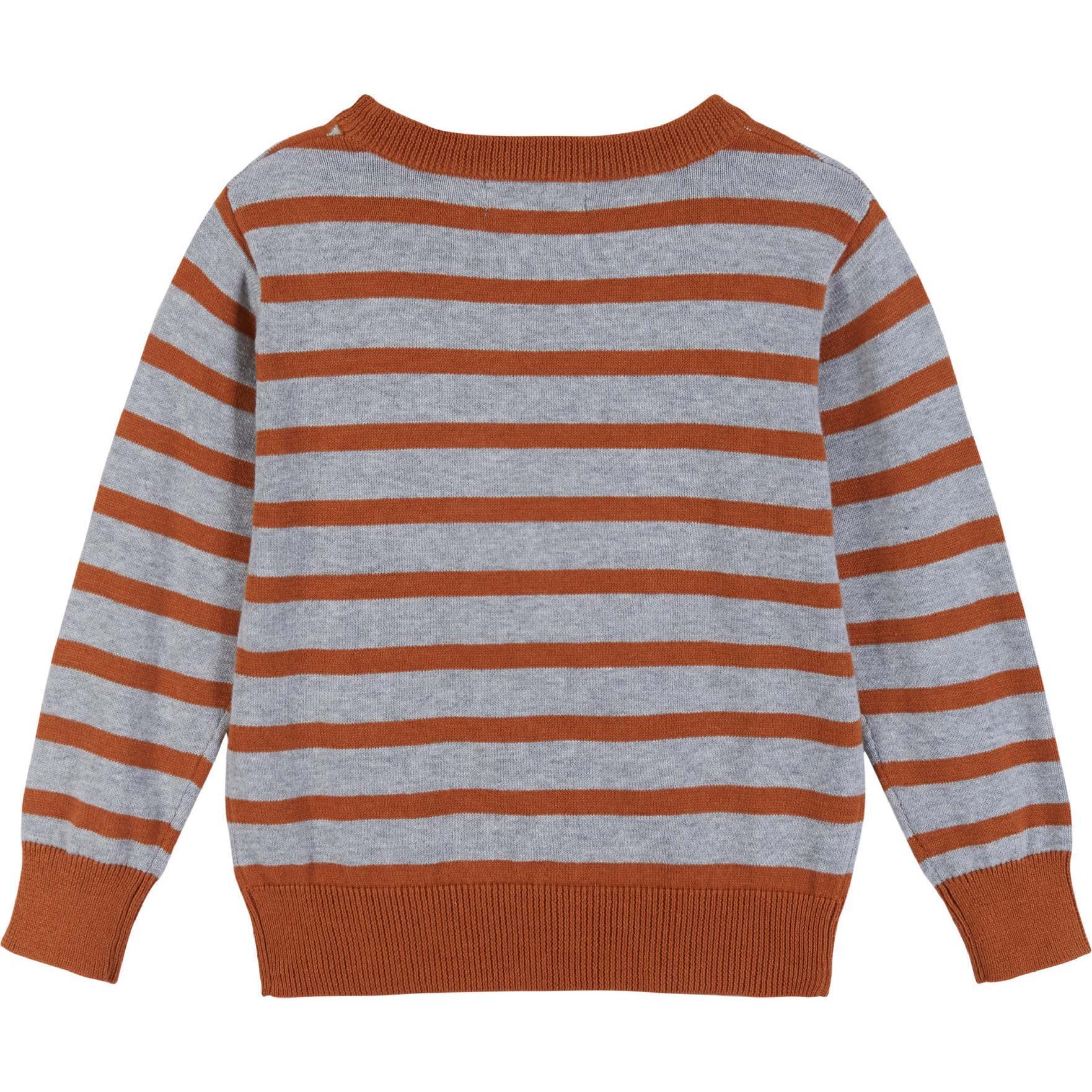 Boys Striped Fox Sweater, Orange - Andy & Evan Sweaters