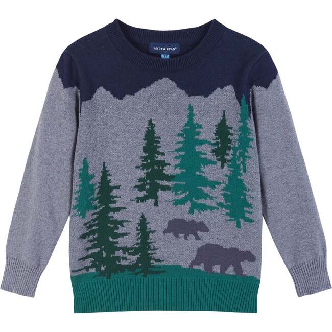 Boys Forest Vibes Graphic Sweater, Navy - Sweaters - 1
