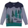 Boys Forest Vibes Graphic Sweater, Navy - Sweaters - 1 - thumbnail