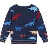 Boys Dinosaur Pattern Sweater, Navy - Sweaters - 2