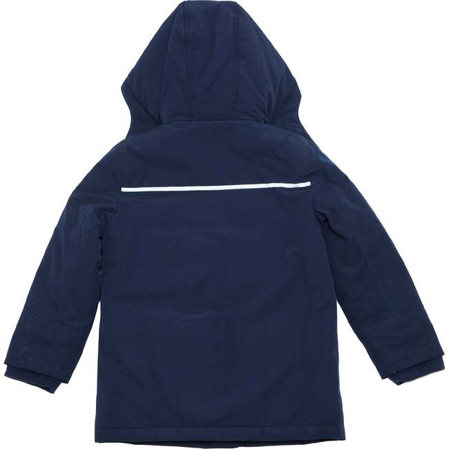 Boys Navy Reflective Hooded Parka, Navy - Coats - 5