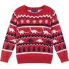 Boys Dinosaur Holiday Sweater, Red - Sweaters - 1 - thumbnail