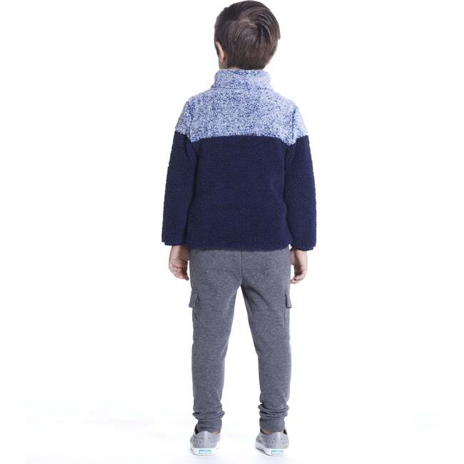 Boys Navy Sherpa Jacket, Navy - Jackets - 3