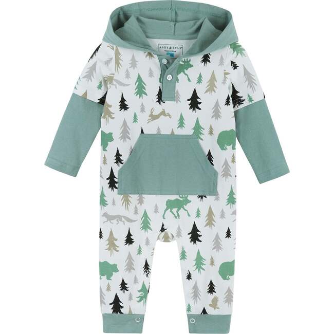 Baby Boys Forest Vibes Hooded Romper, White