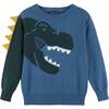 Spiked T-Rex Sweater, Light Blue - Sweaters - 1 - thumbnail