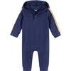 Baby Boys Navy Hooded Hacci Romper, Navy - Rompers - 1 - thumbnail