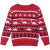 Boys Dinosaur Holiday Sweater, Red - Sweaters - 2 - thumbnail