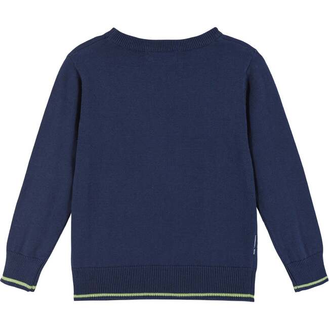 Boys Robot Graphic Sweater, Navy - Sweaters - 2