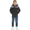 Boys Black Sherpa Shoulder Puffer Coat, Black - Coats - 4