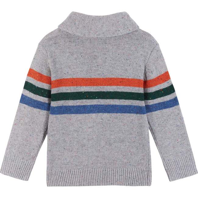 Boys Multi Stripe Pull Over Sweater, Grey