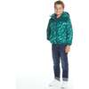 Boys Geo Camo Sherpa Shoulder Puffer Coat, Green - Coats - 4