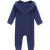 Baby Boys Navy Hooded Hacci Romper, Navy - Rompers - 2
