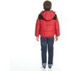 Boys Red Sherpa Shoulder Puffer Coat, Red - Coats - 5