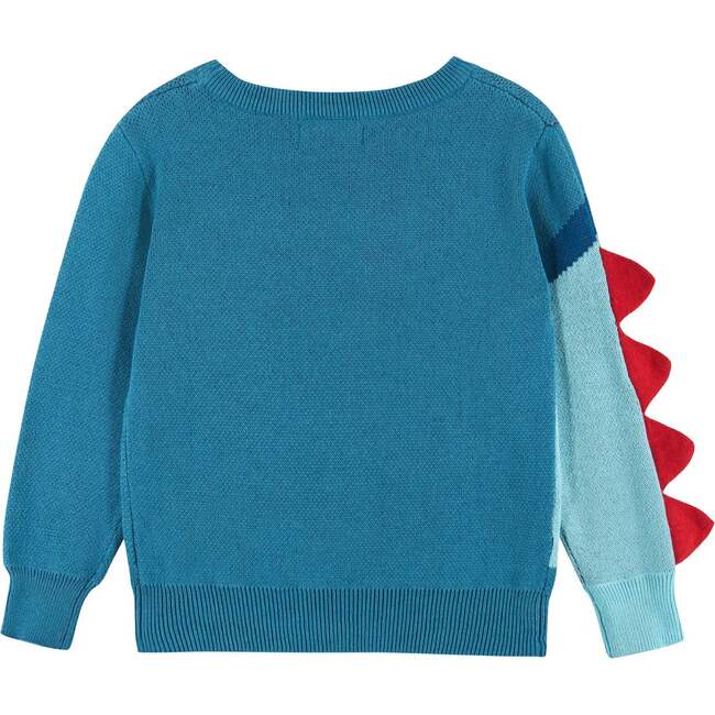 Boys Dino Graphic Sweater, Aqua - Sweaters - 3