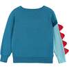 Boys Dino Graphic Sweater, Aqua - Sweaters - 3 - thumbnail