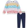 Baby Girls Colorful Hearts Sweater Set, White - Mixed Apparel Set - 1 - thumbnail